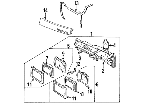 1990 Pontiac Sunbird Headlamps Housing Kit, Headlamp Diagram for 16513892