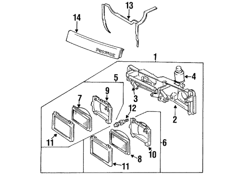 1992 Pontiac Sunbird Headlamps Housing, Headlamp (W/Lens) Diagram for 16516759