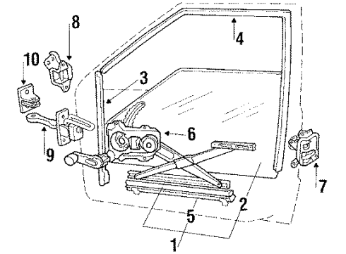 1988 Mitsubishi Precis Front Door - Glass & Hardware Exterior Door Handle Assembly, Front, Left Diagram for 82650-21000