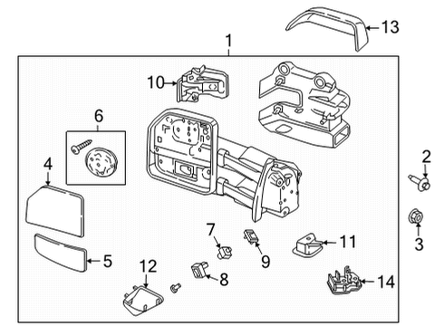 2021 Ford F-150 Mirrors Mirror Glass Diagram for LC3Z-17K707-B