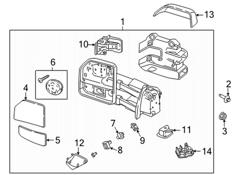 2021 Ford F-150 Mirrors Mirror Glass Diagram for LC3Z-17K707-A