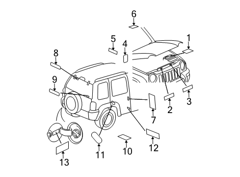 2004 Jeep Liberty Information Labels Label-Air Bag Warning Diagram for 4897875AA