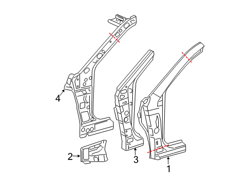 2012 Toyota Camry Hinge Pillar Inner Hinge Pillar Diagram for 61102-06150