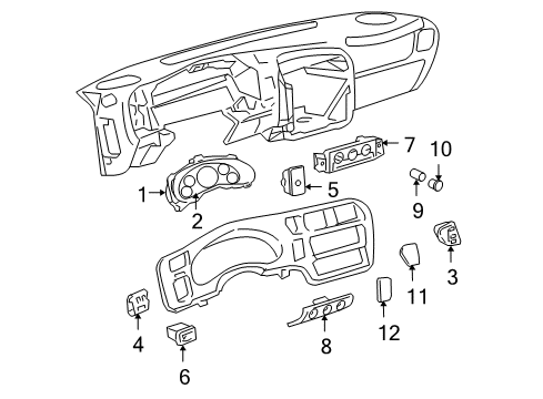 1999 Oldsmobile Bravada Switches Instrument Cluster Assembly Diagram for 16248435