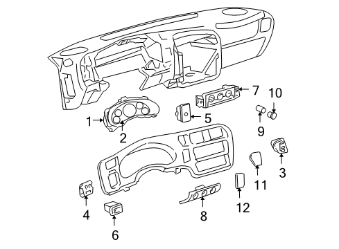 1998 GMC Jimmy A/C & Heater Control Units Cluster Diagram for 9353805