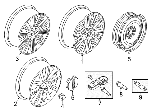 2015 Lincoln MKZ Wheels & Trim Wheel, Alloy Diagram for FP5Z-1007-B