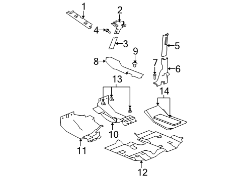 2013 Jeep Wrangler Interior Trim - Pillars, Rocker & Floor Panel-B Pillar Diagram for 5KP70DX9AD