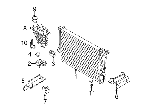 2003 BMW Z8 Radiator & Components Bracket Lower Left Diagram for 17108254247