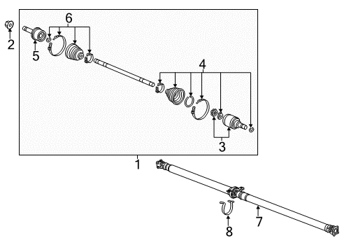 2022 Honda HR-V Axle & Differential - Rear Protr, Shaft (No.2) Diagram for 40541-T7D-000