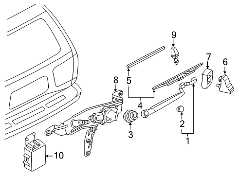 1998 Infiniti QX4 Wiper & Washer Components Rear Window Wiper Arm Assembly Diagram for 28780-0W000