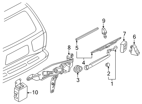 2000 Infiniti QX4 Wiper & Washer Components Rear Wiper Blade Refill Diagram for 28795-89901