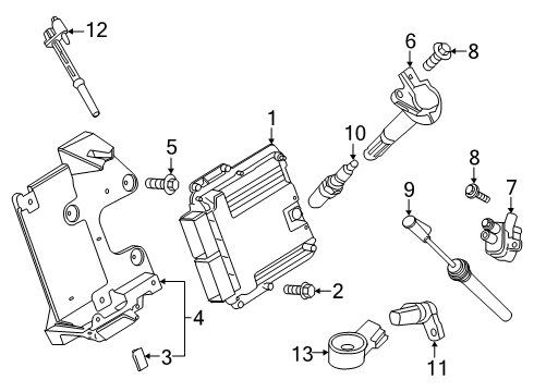 2018 Ford Mustang Ignition System Bracket Diagram for JR3Z-12A659-A