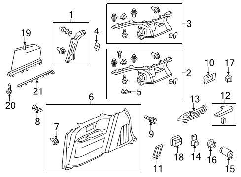 2011 Honda Odyssey Interior Trim - Side Panel Garnish, L. RR. Pillar *NH556L* (GRAY) Diagram for 84199-TK8-A13ZA