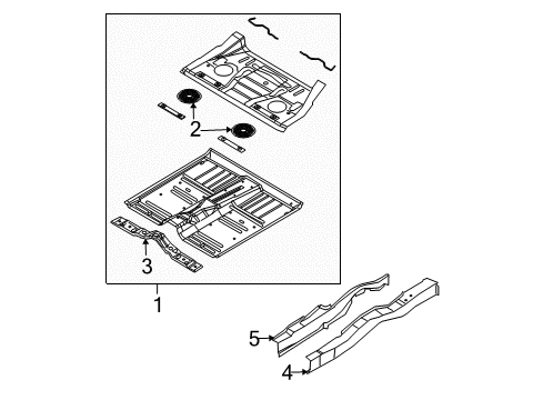 2004 Chrysler Pacifica Pillars, Rocker & Floor - Floor & Rails Pan-Front Floor Diagram for 5054372AB