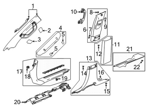 2021 Chevrolet Tahoe Interior Trim - Pillars Trim Pad Clip Diagram for 11589329