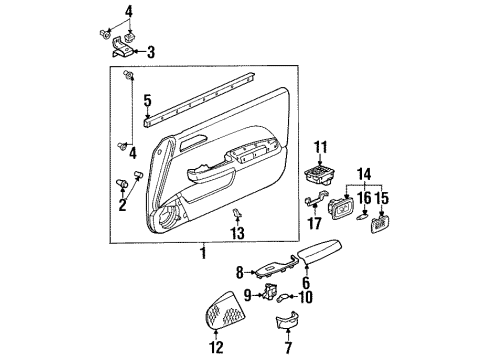 1999 Honda Prelude Door & Components Pad, R. Armrest *NH167L* (GRAPHITE BLACK) Diagram for 83542-S30-010ZA