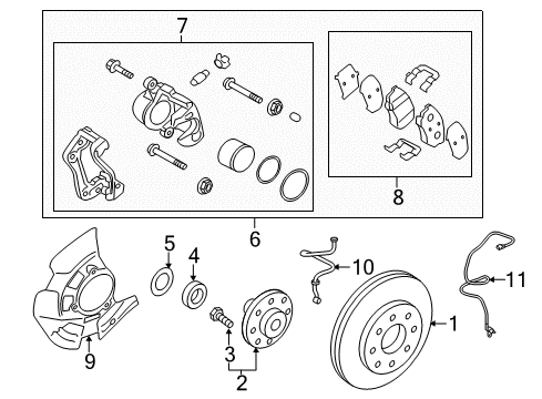 2012 Hyundai Azera Anti-Lock Brakes Disc-Front Wheel Brake Diagram for 51712-3V000