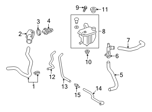 2020 Toyota Corolla Radiator & Components By-Pass Hose Diagram for 16264-0T150