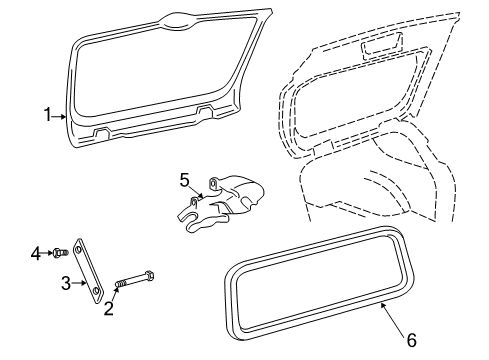 2004 Oldsmobile Bravada Tail Gate Weatherstrip Asm-Lift Gate Window Diagram for 15761642