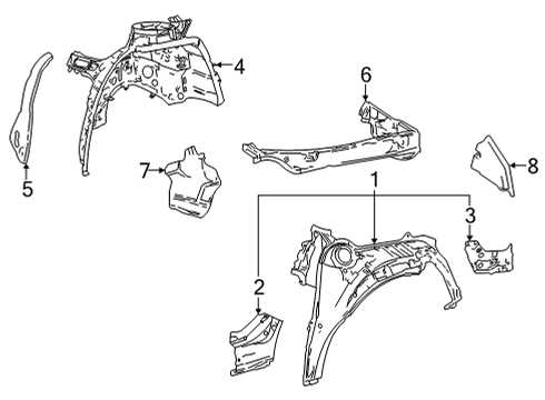 2022 Lexus LC500 Inner Structure - Quarter Panel SILENCER, Side Rail Diagram for 51467-11020