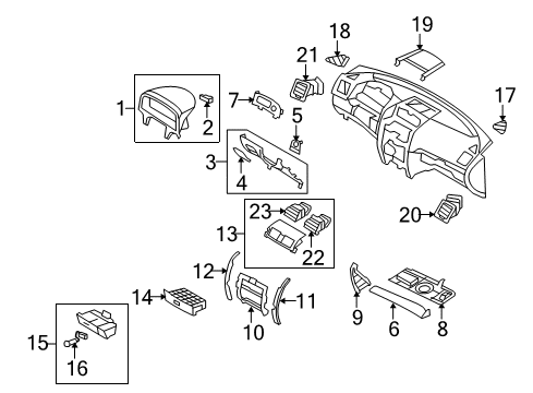 2009 Kia Borrego Cluster & Switches, Instrument Panel Cover-Crash Pad Center Lower Diagram for 847702J000H9