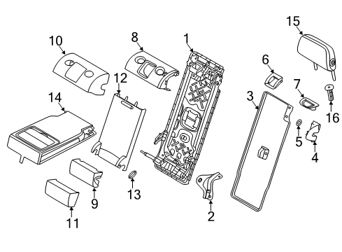 2018 BMW X3 Rear Seat Components Frame Backrest Central Diagram for 52207399223