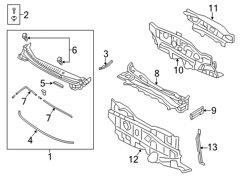 2015 Hyundai Elantra GT Cowl Cover Assembly-Cowl Top Side, RH Diagram for 86154-A5000