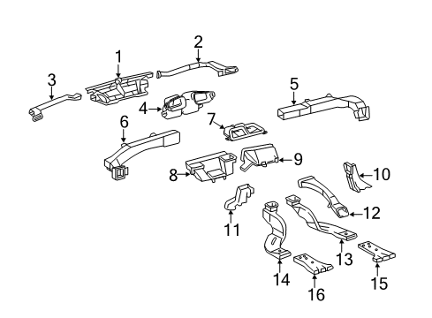2011 Toyota Avalon Ducts Center Duct Diagram for 55850-07010