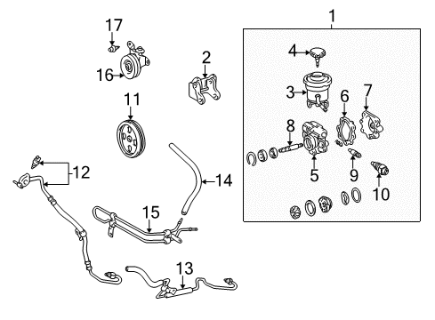 Diagram for 1995 Toyota Tacoma P/S Pump & Hoses, Steering Gear & Linkage 