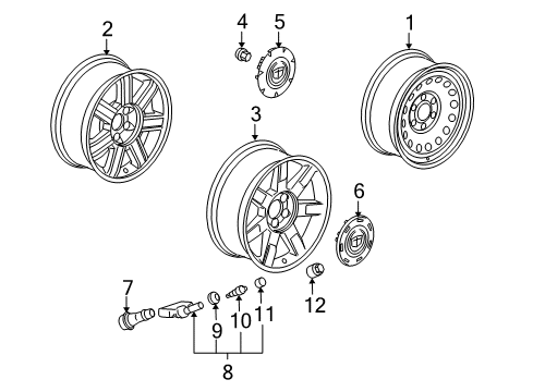 2007 Cadillac Escalade Wheels Wheel Rim-18X8 Aluminum (Machined) Diagram for 9595459