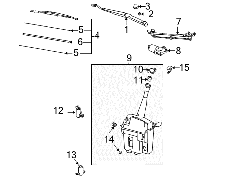 2007 Toyota Matrix Wiper & Washer Components Washer Reservoir Diagram for 85315-01031