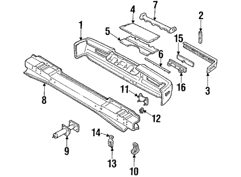 1985 Cadillac Seville Rear Bumper Bezel, Rear Bumper Reflector Diagram for 1628785