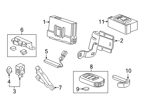 2016 Honda CR-Z Keyless Entry Components Blank-Key Complete, E Diagram for 35118-T2A-A50