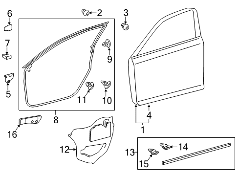 2012 Lexus CT200h Front Door Panel Sub-Assembly, Front Door Inside Diagram for 67002-76050