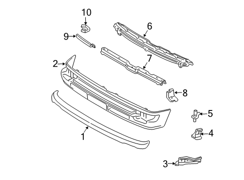 2000 Toyota Tacoma Front Bumper Bumper Diagram for 52101-04090