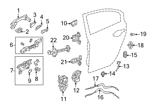 2014 Acura TSX Rear Door Handle Assembly, Left Rear Inside (Bright Silver) Diagram for 72660-TL2-A01ZB