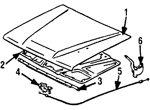 1988 Toyota 4Runner Hood & Components Release Cable Diagram for 53630-89111