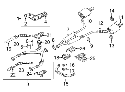 2013 Infiniti M35h Exhaust Components Exhaust Sub Muffler Assembly Diagram for 20300-1MM0A