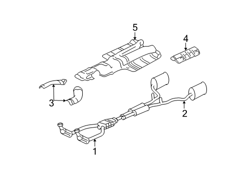 2003 Lincoln LS Exhaust Components Muffler & Pipe Diagram for 3W4Z-5230-AA