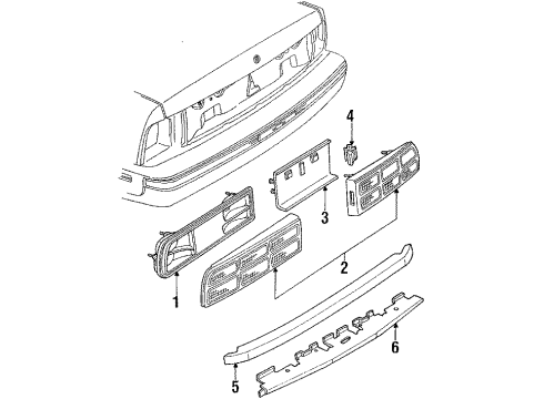1993 Chevrolet Cavalier Tail Lamps Lens Asm-Butec Lamp(RH) Diagram for 16511942