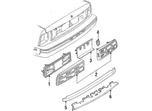 1988 Chevrolet Cavalier Tail Lamps Lens, Rear License Plate Lamp(W/Housing) Diagram for 16508893