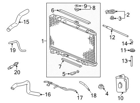 2002 Acura MDX Radiator & Components Bracket, Radiator Mount (Upper) Diagram for 74171-S3V-A00