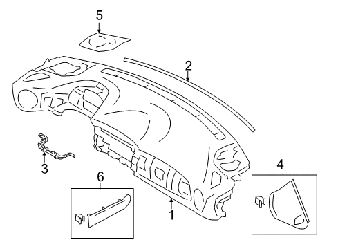 2018 Toyota 86 Cluster & Switches, Instrument Panel End Cap Diagram for SU003-01925