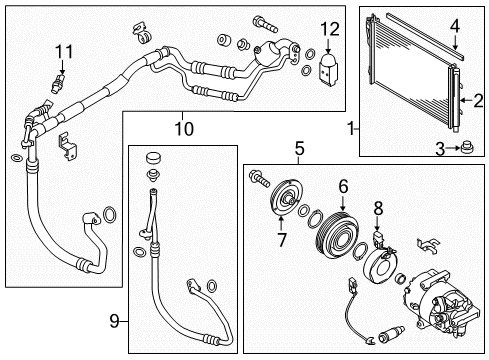 2018 Kia Forte5 Air Conditioner Air Conditioner Compressor Assembly Diagram for 97701A7300