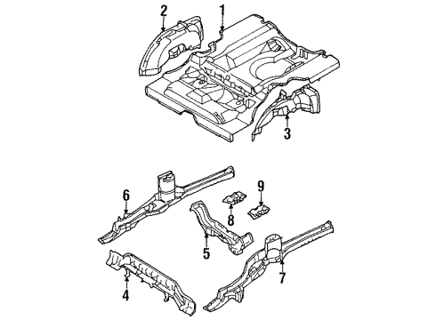 1998 Chevrolet Metro Rear Body - Floor & Rails Panel, Rear Floor Diagram for 30020502