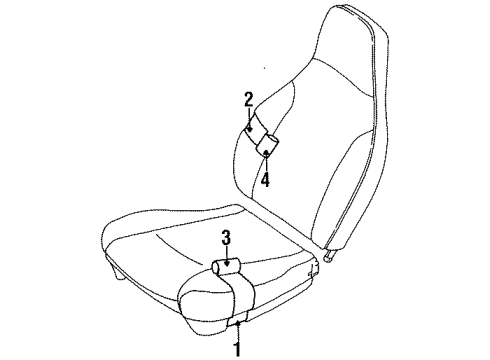 1995 Geo Metro Front Seat Components Cushion, Passenger Seat Back Diagram for 91171531