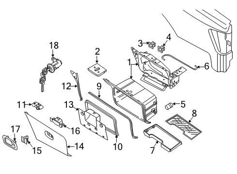 2010 Nissan Titan Storage Compartment DAMPER-Storage Box Diagram for 93792-7S200