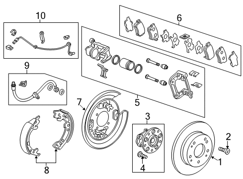 2014 Acura MDX Anti-Lock Brakes Disk, Rear Diagram for 42510-TZ5-A03