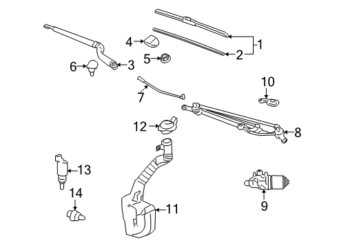 2014 Chevrolet Impala Limited Wiper & Washer Components Wiper Motor Diagram for 84169417
