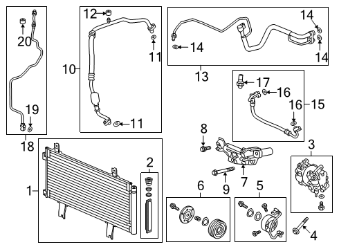 2019 Honda Civic Air Conditioner Coil Set Diagram for 38924-RPY-E03